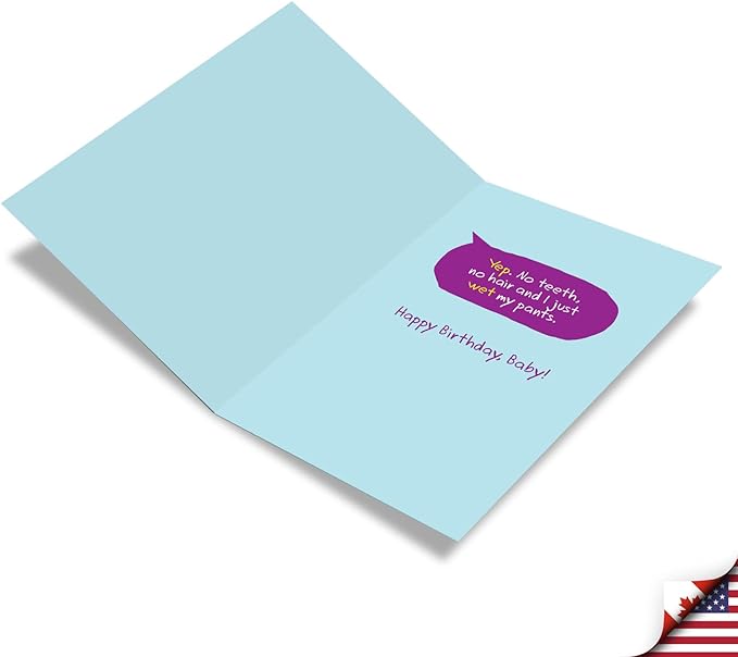 NobleWorks - 1 Funny Happy Birthday Greeting Card - Retro Old Man Humor, Notecard Talk Bubbles - Old Baby C7199BDG