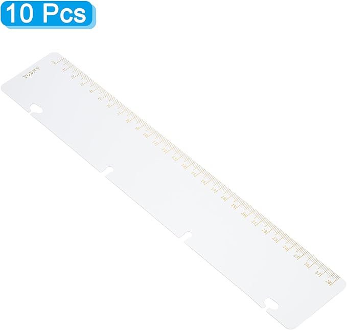 PATIKIL 11.8"x2.2" Bookmark Ruler, 10 Pack Snap-in Ruler Page Marker Book Mark Measuring Tools for A4 Binder Notebook, Gold
