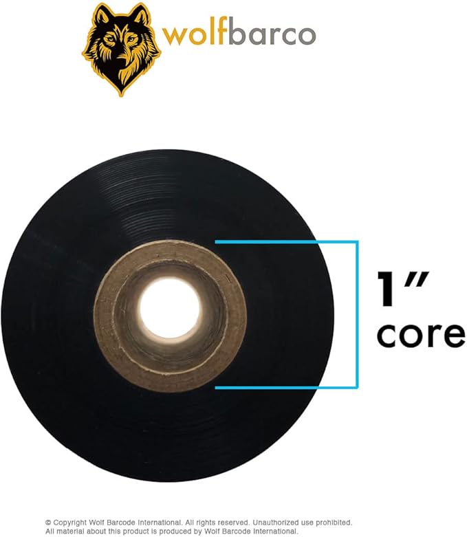 24 Rolls Wolfbarco 3.5" x 1476' (89mm x 450m) Black Premium Resin-Enhanced Wax Thermal Transfer Ribbon Compatible with Zebra,TEC, INTERMEC,Citizen,TSC,GODEX,ARGOX Printers