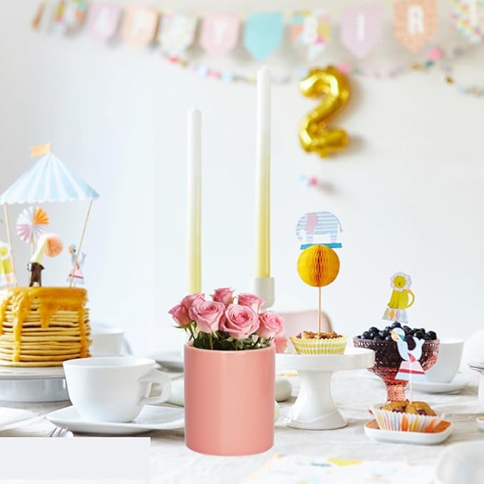 Ceramic Pen Holder Stand Cup Pencil Holder Organizer Makeup Brush Holders for Home Office Desk (Pink)