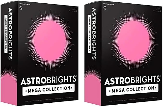 Astrobrights Mega Collection, Colored Cardstock, Neon Pink, 320 Sheets, 65 lb/176 gsm, 8.5" x 11" - MORE SHEETS! (91681) (Pack of 2)