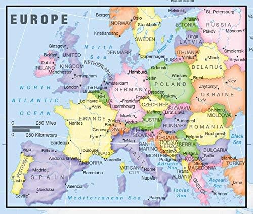 US and World Desk Map (13" x 18" Laminated) for Students, Home or Classroom Use by Lighthouse Geographics