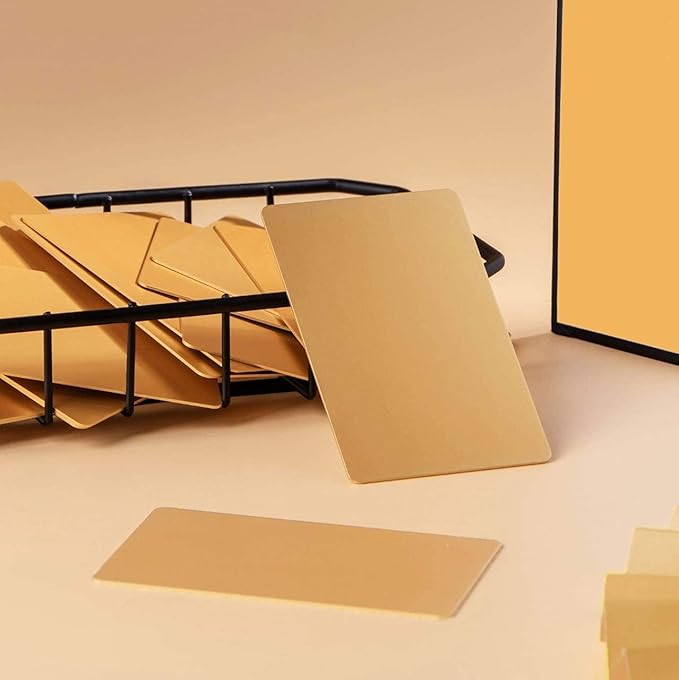 Thick Gold Aluminum Metal Business Cards Anodized Aluminum 86 X 54 X 0.8mm 15 pcs Include Protector Sleeves(Frosted)