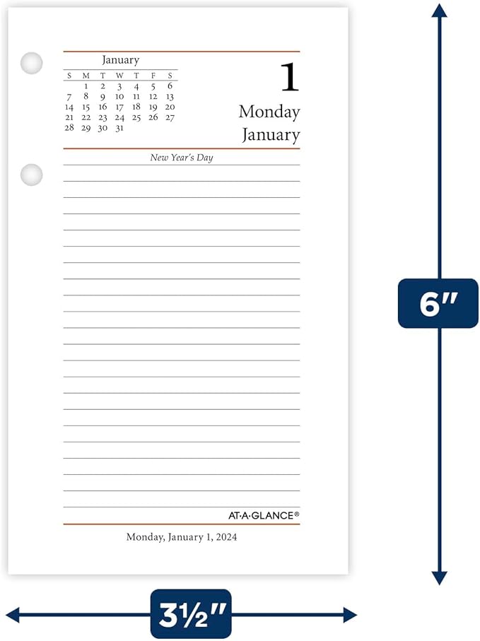 AT-A-GLANCE 2024 Daily Desk Calendar Refill, 3-1/2" x 6", Standard, Loose-Leaf, Photographic (E4175024)