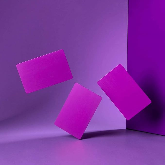 Thick Purple Aluminum Metal Business Cards Anodized Aluminum 86 X 54 X 0.8mm 15 pcs Include Protector Sleeves(Frosted)