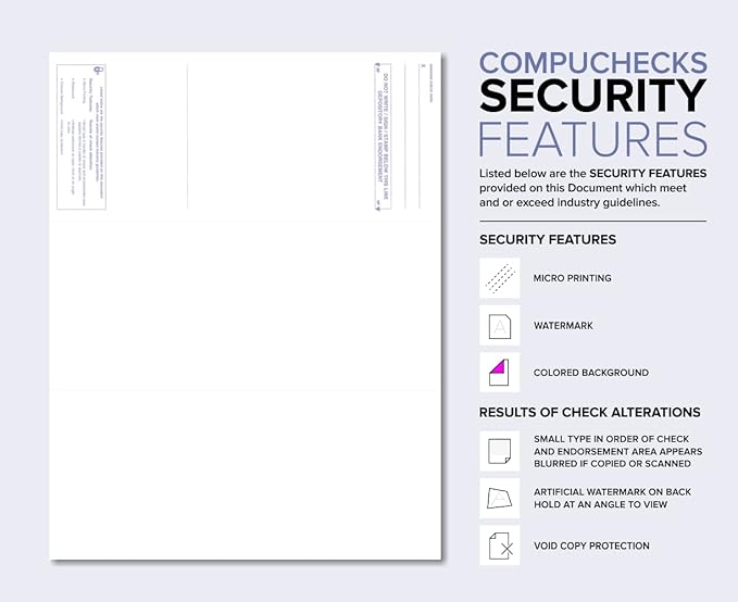 Compuchecks Top Blank Check Paper - 100 Pack, Quick-Books & Laser Printer Compatible - Security Business Checks with Voucher - 8.5" x 11" Gold Pinstripe