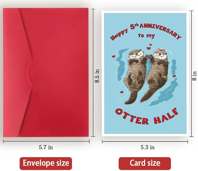 Happy 5th Anniversary Card Gift for Husband,Wife,Romantic Fifth Anniversary Card for Boyfriend or Girlfriend,Lovely Five Year Wedding Anniversary Card for Women Men Him Her