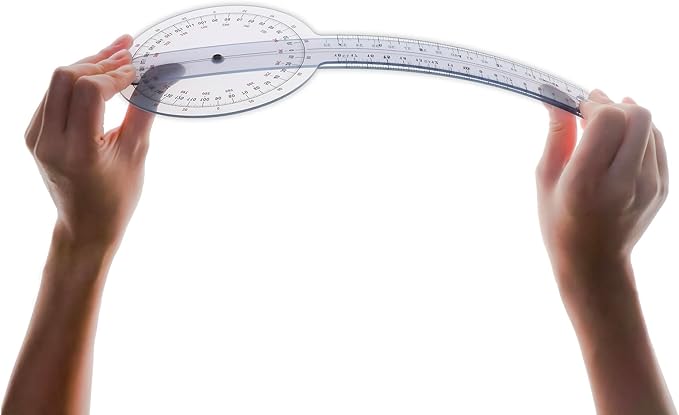 Goniometer 12 inch 360° Clear Protractor Physical Therapy, for Medical Range of Motion Measurement Angle Ruler and Protractors Bulk for Classroom