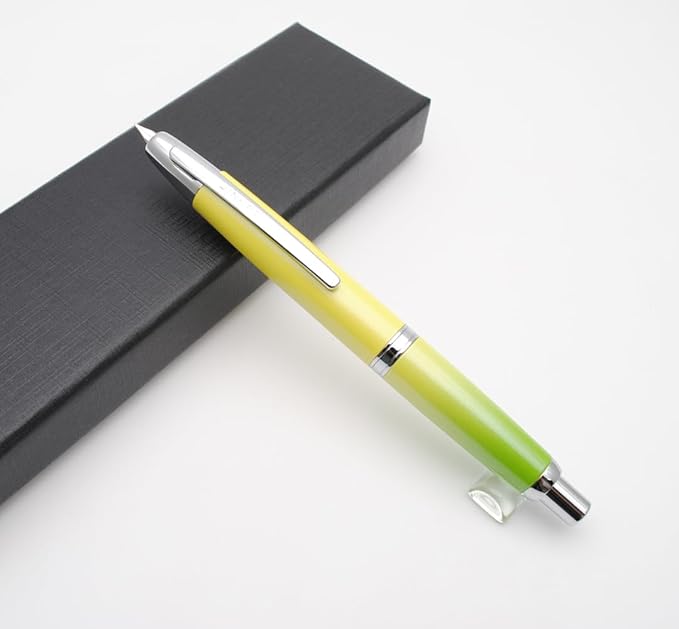 JINHAO 10 Press Fountain Pen, Retractable Metal Pen with Ink Converter (EF Nib 0.38mm, Gradient Green)