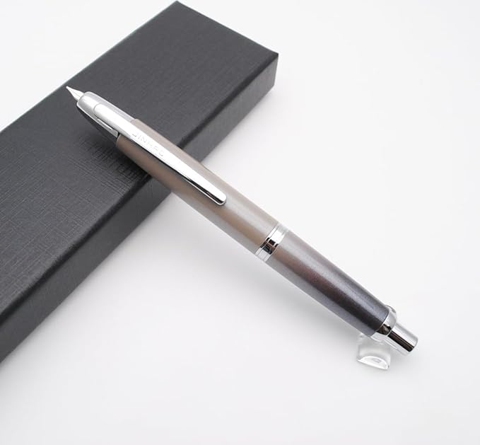 JINHAO 10 Press Fountain Pen, Retractable Metal Pen with Ink Converter (F Nib 0.5mm, Gradient Grey)