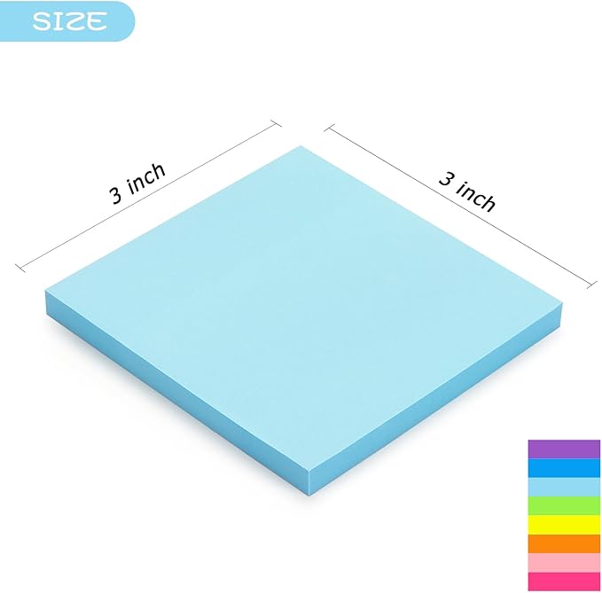 Early Buy Sticky Notes 8 Bright Color 8 Pads Self-Stick Notes 3 in x 3 in, 60 Sheets/Pad