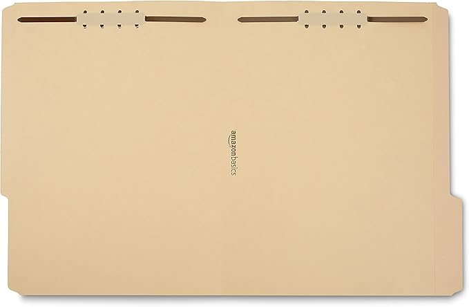 Amazon Basics Manila File Folders with Fasteners, Letter Size, 50-Pack, Beige