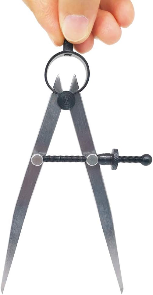 ZLKSKER 6 Inch Adjustable Lockable Steel Divider Wing Leather Compass