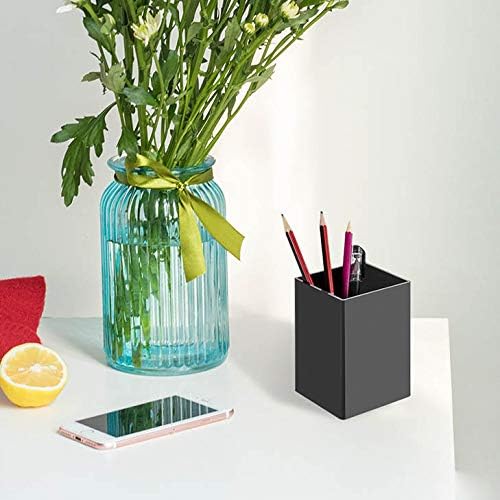 NIUBEE Black Acrylic Pen Holder 4 Pack, Desktop Pencil Cup Stationery Organizer for Office Desk Accessory