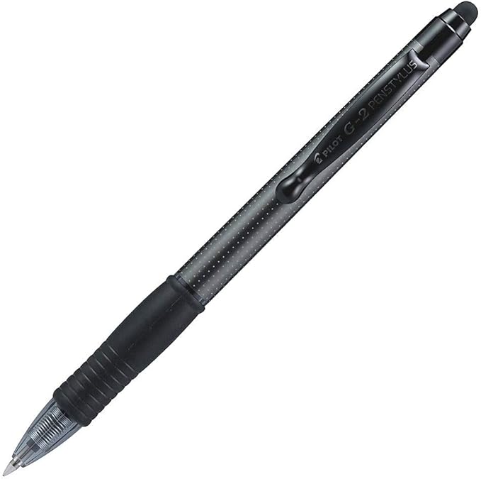 Pilot, G2 Pen Stylus, Fine Point 0.7 mm, Pack of 2, Black Ink, Gray Barrel