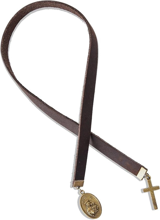 Bookmarks, Handmade Retro Cross Bible Bookmark with Long Leather Straps, Christian Saint Book Mark, Ideal Christian Gift (Style 5)