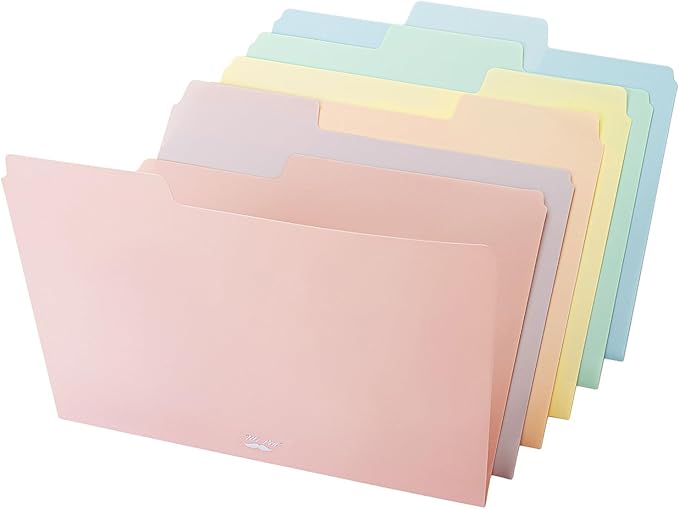 Mr. Pen- Poly File Folders, 1/3 Cut Tab, 6 Pack, Morandi Colors, Letter Size, Colored File Folders, Letter File Folders, Color Folders, Office File Folders, Office Supplies File Folders, File Folder