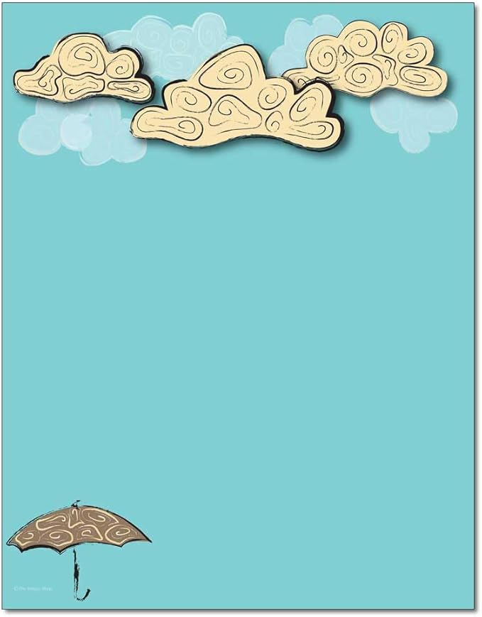 Rainy Day Lettterhead 100pk - 8.5 x 11 inches, DIY Printing, Laser & Inkjet Printer/Copier Compatible