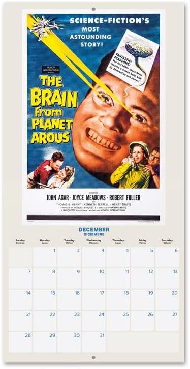 Retro Sci-Fi Wall Calendar 2025 12" x 12" FSC® Plastic Free - Starts Week On Sunday | Square Wall Calendar | Family Planner Calendar 2025 | Vintage Calendar 2025