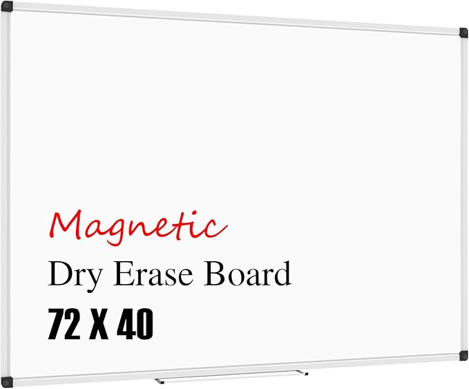 XBoard Extra Large Magnetic Whiteboard 72 x 40 Inch, Giant Dry Erase White Board for Wall with Marker Tray 6' x 3' | Big Aluminum Frame Message Presentation Board