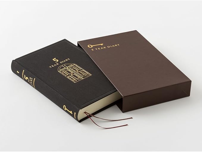 Midori 12396006A Diary, For 5 Year Rows, Door, Black, With Buver