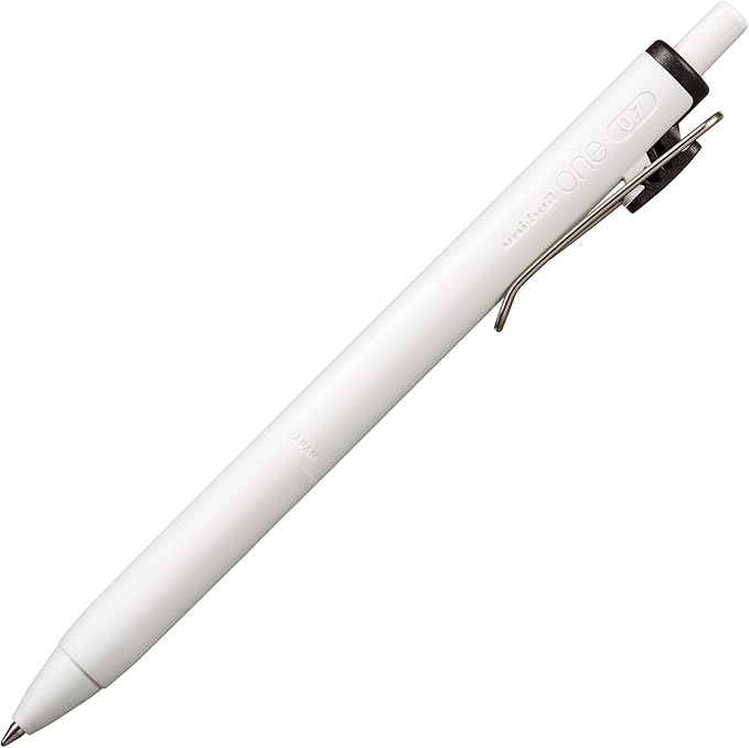 uniball uniONE Gel Pen, Retractable, Medium 0.7 mm, Black Ink, White Barrel, Dozen