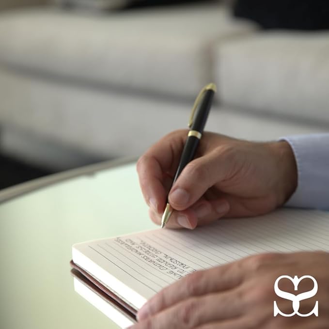 SETTINI® Lined Journal - Compass Journal for Writing Gift Set - Hardcover Vegan Leather, Includes Luxury Pen in a Unique Pen Holder, 192 Pages, 6 x 8.5 inches, Birthday Gifts for Men