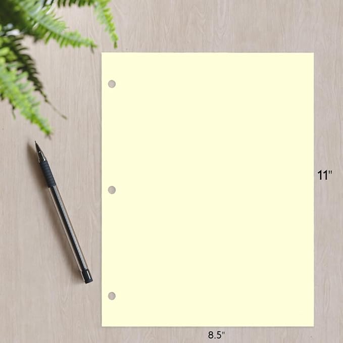Copy And Printing Color Paper, 20 Lb. 3 Hole Punch 500 Sheets Per Ream. (Ivory)