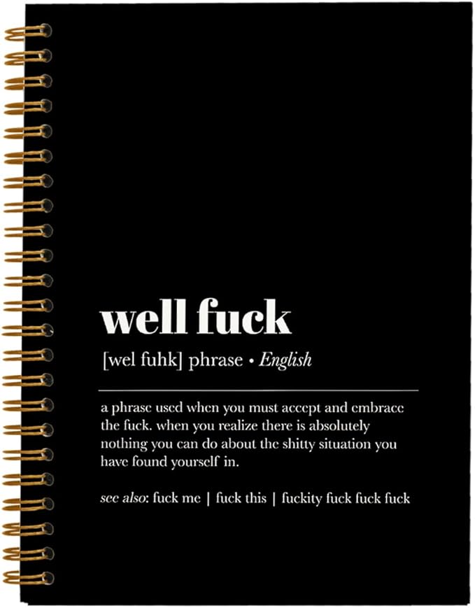 Tizzer Funny Well F Definition Lined Hardcover College Ruled Spiral Notebook Journal for Work Notes Journaling 5.5×8.3 Inch,Sympathy Gifts for Bad Day,Loss Job,Pet Loss,Breakups,Condolence (Black)