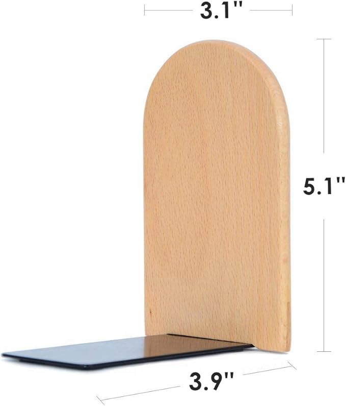 Pandapark Wood Bookends,Non-Skid Bookend for Shelves,Heavy Duty Bookends,Book Stand for Books/CDs,1 Pair