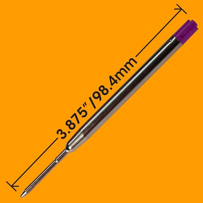 Jaymo Replacement for Parker 1950369/1950370/1950371 and Bastion - Measures 3.875 in / 98 mm Long - G2 Ballpoint Pen Refill - 6 Purple