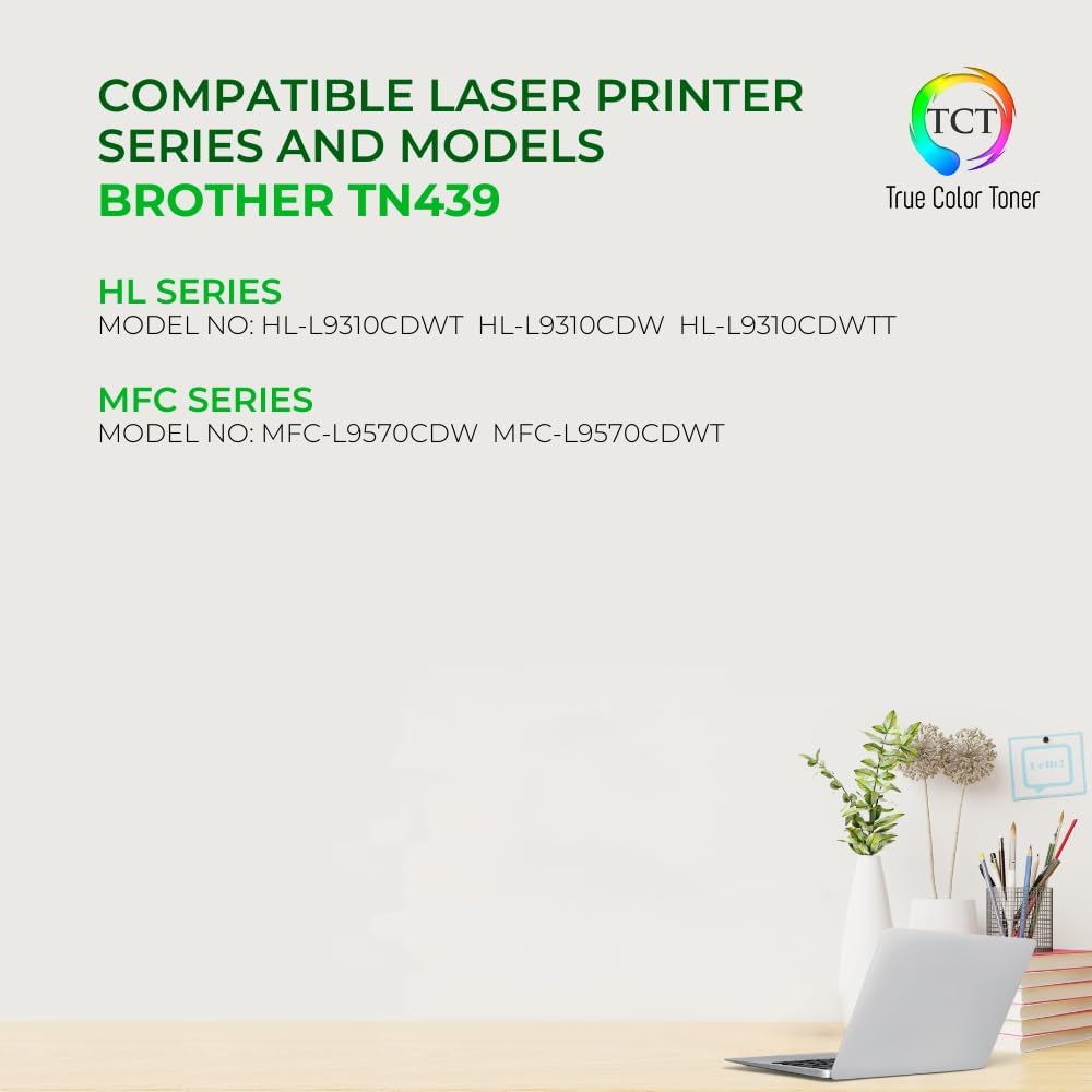 TCT TN439 Black Toner Cartridge - Compatible Replacement for Brother TN439 TN-439 TN439K Black Works with Brother HL-L8360CDW L8360CDWT MFC-L8900CDW L9570CDW Printers (9,000 Pages)