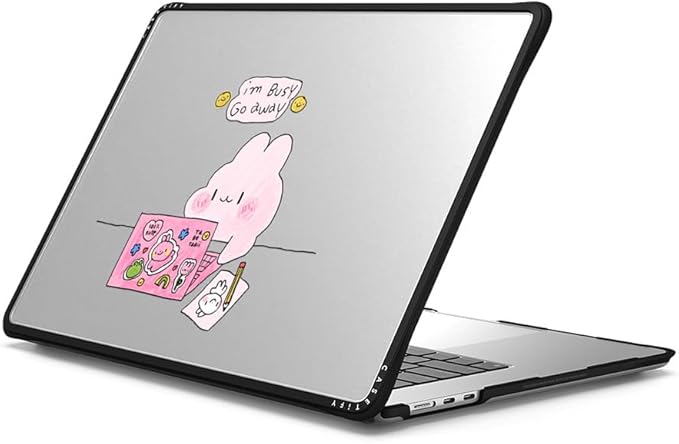 CASETiFY Impact MacBook Air 15" (2023/2024) Case [Enhanced Protective Corner Design/Ventilation Cutouts/Anti-Slip Grip] - I'm Busy - Clear Black