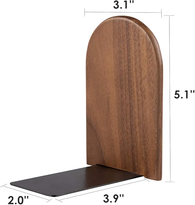 Pandapark Wood Bookends,Non-Skid Bookend for Shelves,Heavy Duty Bookends,Book Stand for Books/CDs,1 Pair