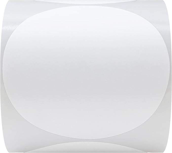 Hybsk 3 inch Circle Color Direct Thermal Stickers Shipping Labels for Barcodes,Name Tag,DIY Logo Design,QR Code,Inventory-350 pcs (3 inch,White)