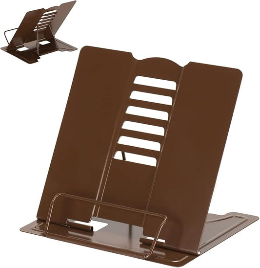 Metal Book Stand - Adjustable Book Holder for Reading (Full Brown)
