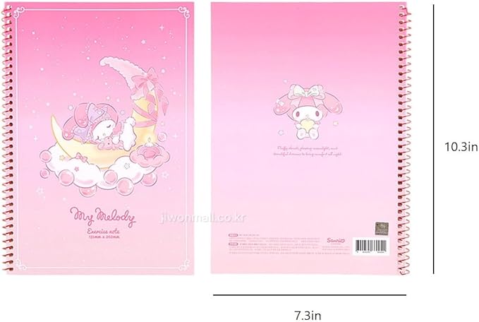Cute Unruled Blank Spiral Notebook, About 60 Sheets, 7.3 x 10.3 Inches, About 60 Sheets (Pink)