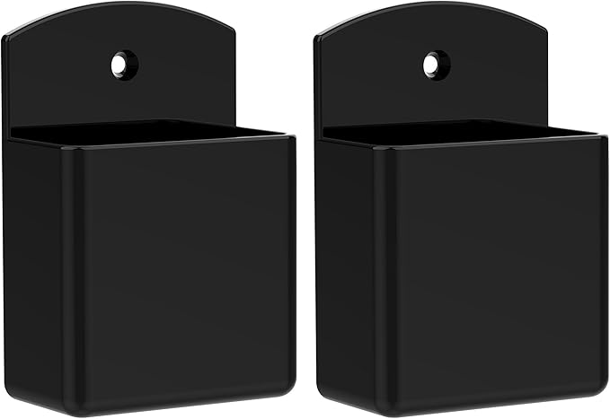 DRQ 2pc Adhesive Remote Control Holder, Wall Mount TV Controller Holder, TV Remote Organizer, Wall Pen Holder Desk Accessories Storage for Home Office School, Black