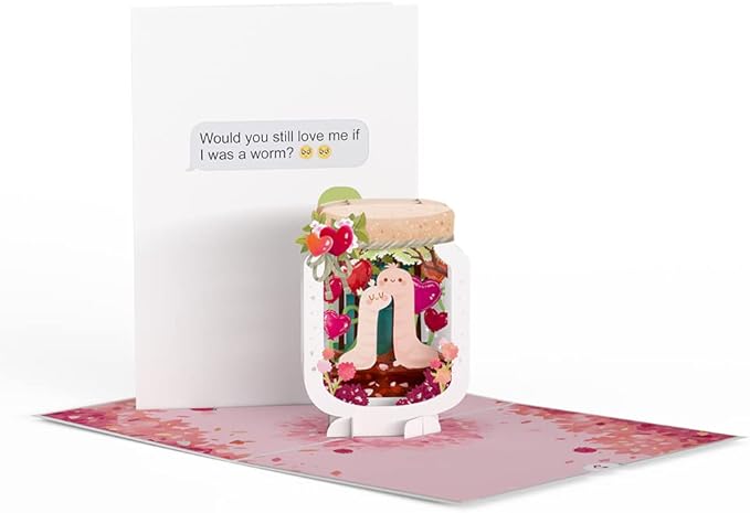 Lovepop Everyday Pop-Up Card for Her, Him, Girls, Boys - 3D Love Greeting Cards - If I was a Worm - 5" x 7" - Blank Note Card & Envelope Included