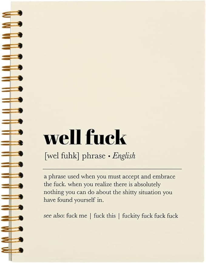 Tizzer Funny Well F Definition Lined Hardcover College Ruled Spiral Notebook Journal for Work Notes Journaling 5.5×8.3 Inch,Sympathy Gifts for Bad Day,Loss Job,Pet Loss,Breakups,Condolence (Beige)
