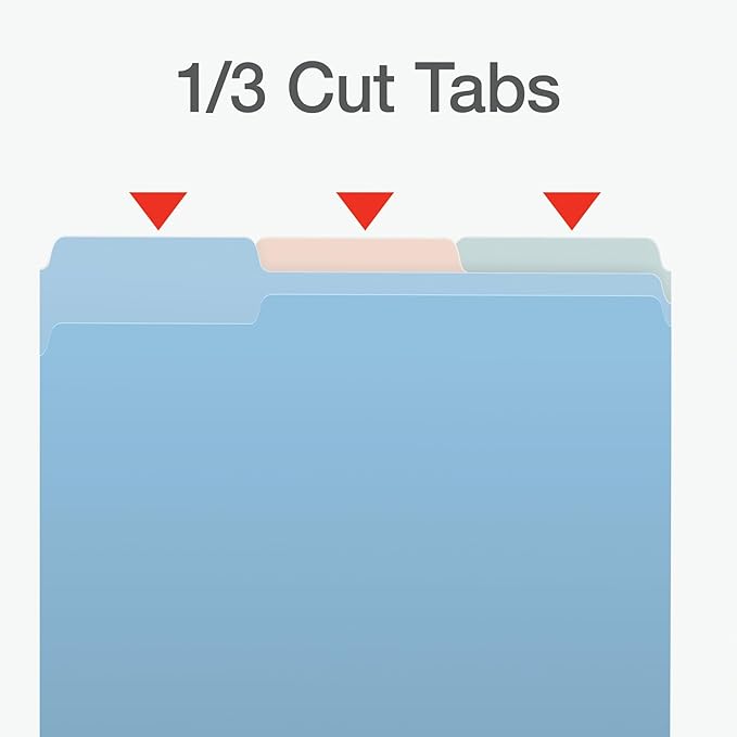 Pendaflex File Folders, Letter Size, Assorted Colors for Home, Office Filing Cabinet, 1/3-Cut Tabs, 36 Per Pack (82088)