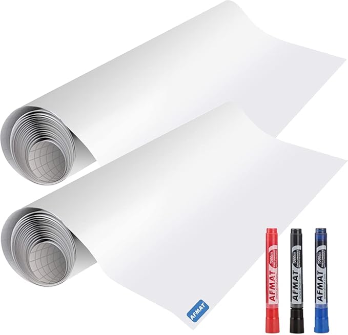 White Board Wallpaper, White Board Roll, Stick on White Boards for Wall, 1.5x11ft Peel and Stick Dry Erase Roll, Stain-Proof, Super Sticky Whiteboard Sticker Wall Decal for Wall/Table/Door, 2 Rolls