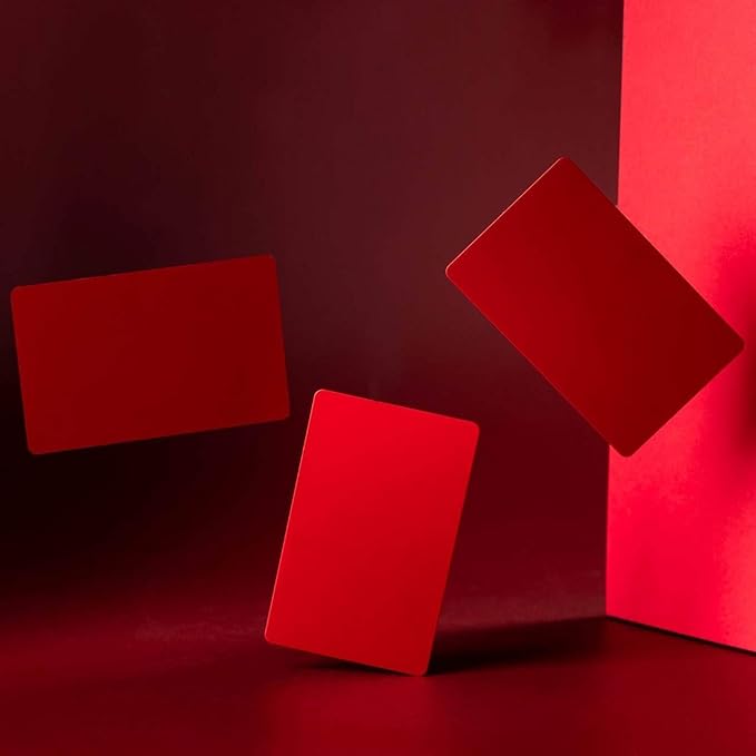 Thick Red Aluminum Metal Business Cards Anodized Aluminum 86 X 54 X 0.8mm 15 pcs Include Protector Sleeves(Frosted)
