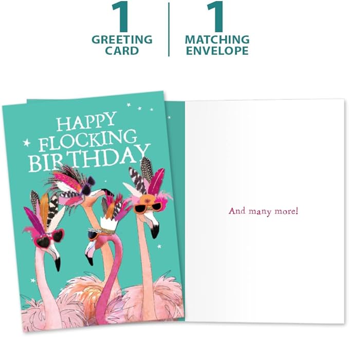 Tree-Free Greetings - Birthday Card - Artful Designs - 1 Card + Matching Envelope - Made in USA - 100% Recycled Paper - 5 x 7 - Flocking Birthday (GO61234)