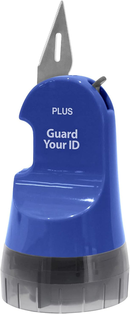 Guard Your ID 3 in 1 Wide Advanced Roller with Retractable Box & Envelope Opener and Identity Theft Prevention Security Stamp Blue