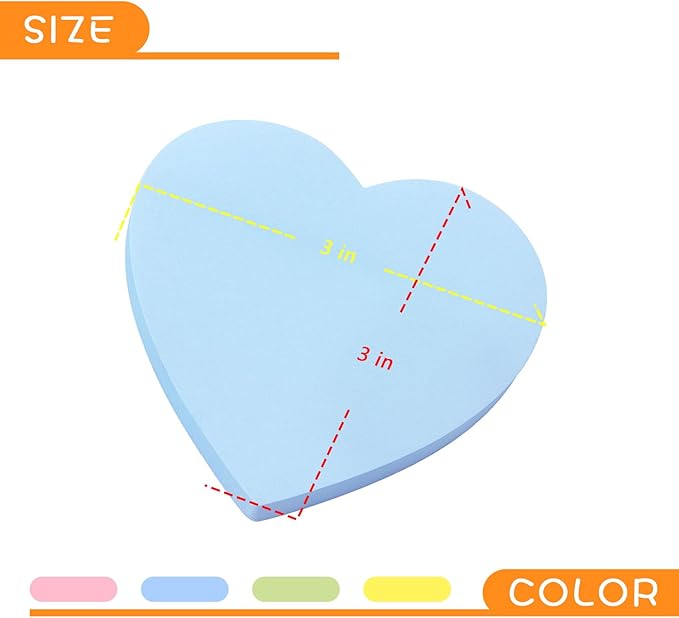 Heart Shape Sticky Notes 4 Color Pastel Colorful Sticky Pad 75 Sheets/Pad Self-Sticky Note Pads