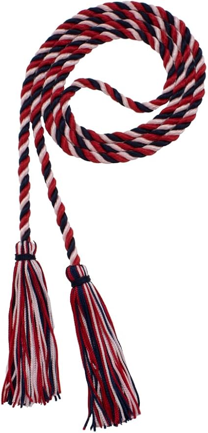 Tassel Depot Graduation Honor Cord - Navy/RED/Ltpink - Every School Color Available - Made in USA