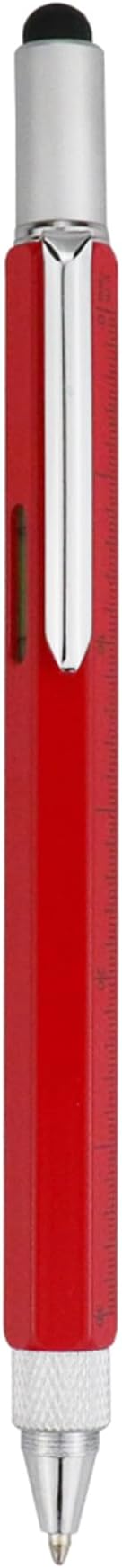 HeTaoCat Gifts Multi Tech Tool Pen 6 in 1 Stylus Pen - Screwdriver Pen with Ruler, Levelgauge, Ballpoint Pen Black ink (Red)