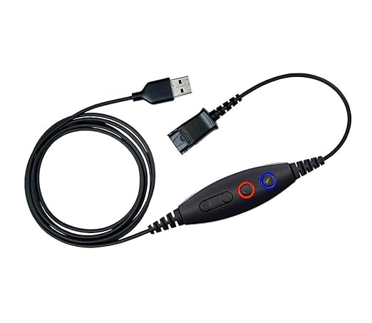 daily headset QD USB Phone Headset Adapter Cable Compatible with Plantronics Quick Connect Volume & Mic Controls