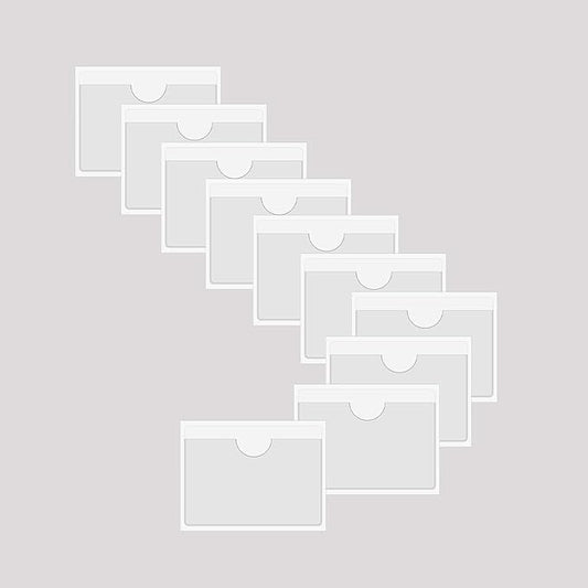 Adhesive Clear Pockets,Self Adhesive Clear Label Pockets Adhesive Card Folder Plastic Pockets Holders Sleeves for Index Cards Planners Cabinet Shelves Photo Cd,10Pieces (115x77mm)